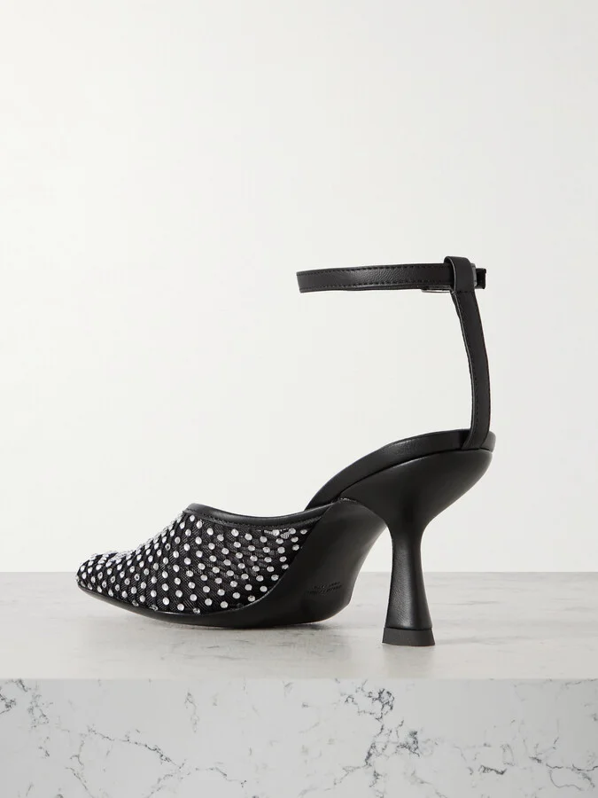 Christopher Esber - Minette Crystal-embellished Leather-trimmed Mesh Pumps - Black - Image 3