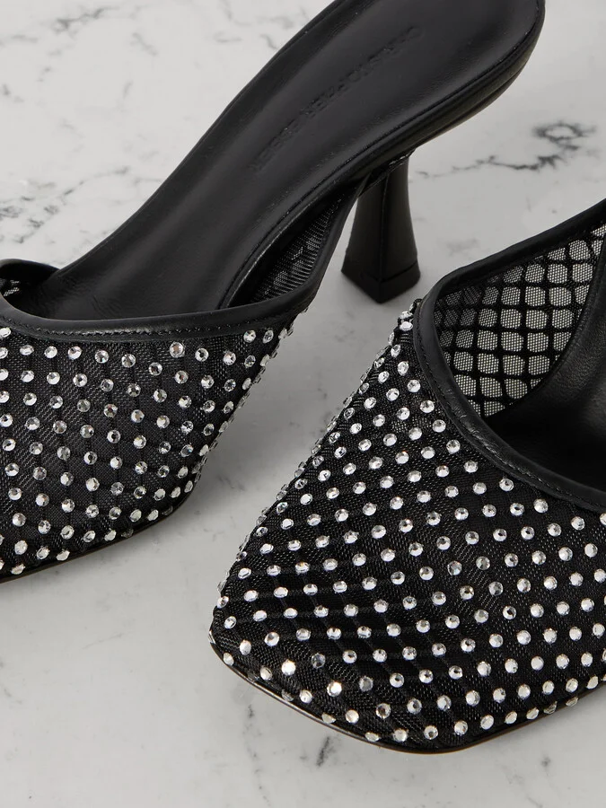 Christopher Esber - Minette Crystal-embellished Leather-trimmed Mesh Pumps - Black - Image 5