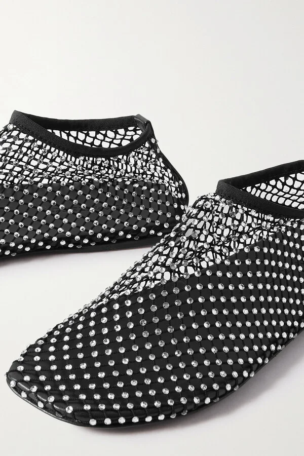 Christopher Esber - Minette Crystal-embellished Mesh Ballet Flats - Black - Image 4