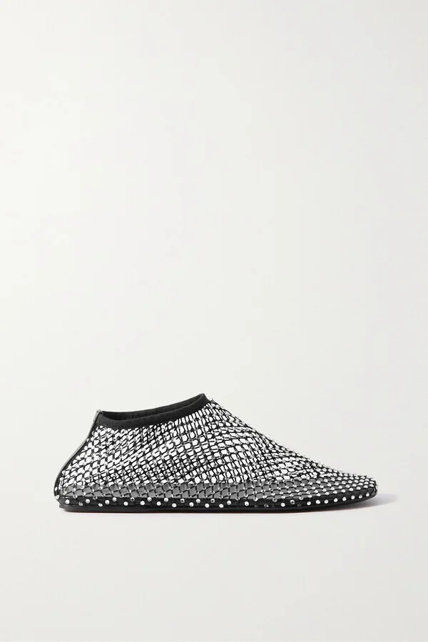 Christopher Esber - Minette Crystal-embellished Mesh Ballet Flats - Black
