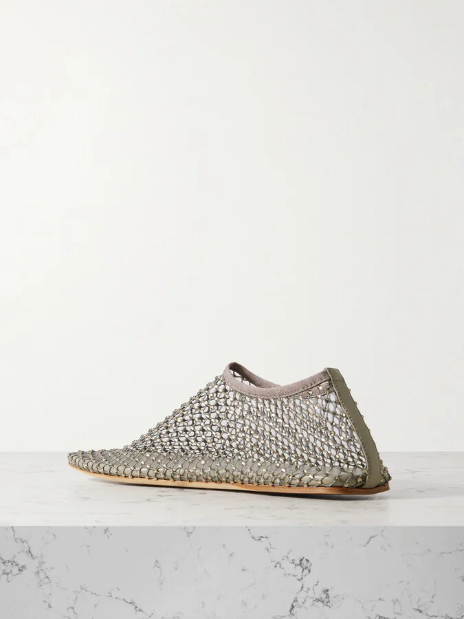 Christopher Esber - Minette Crystal-embellished Mesh Ballet Flats - Gray - Image 3