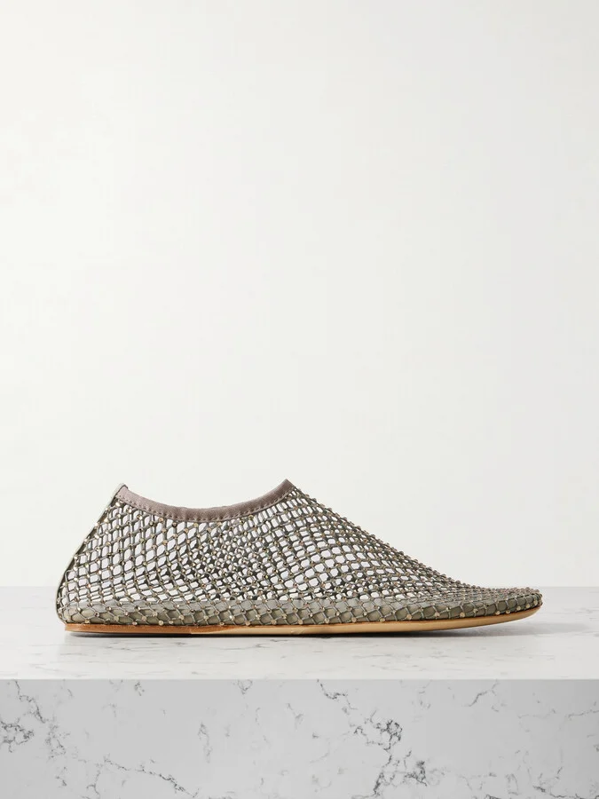 Christopher Esber - Minette Crystal-embellished Mesh Ballet Flats - Gray