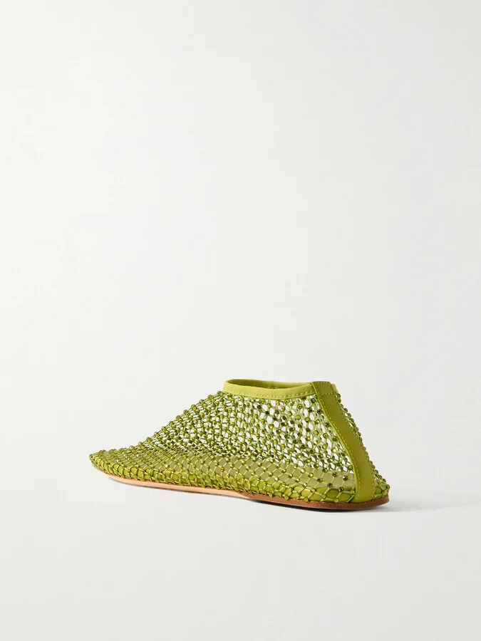 Christopher Esber - Minette Crystal-embellished Mesh Ballet Flats - Green - Image 3