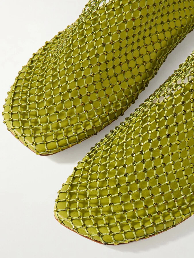 Christopher Esber - Minette Crystal-embellished Mesh Ballet Flats - Green - Image 4