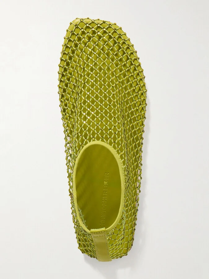 Christopher Esber - Minette Crystal-embellished Mesh Ballet Flats - Green - Image 5