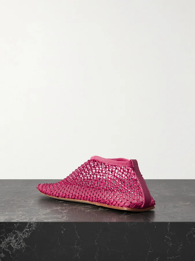 Christopher Esber - Minette Crystal-embellished Mesh Ballet Flats - Pink - Image 3
