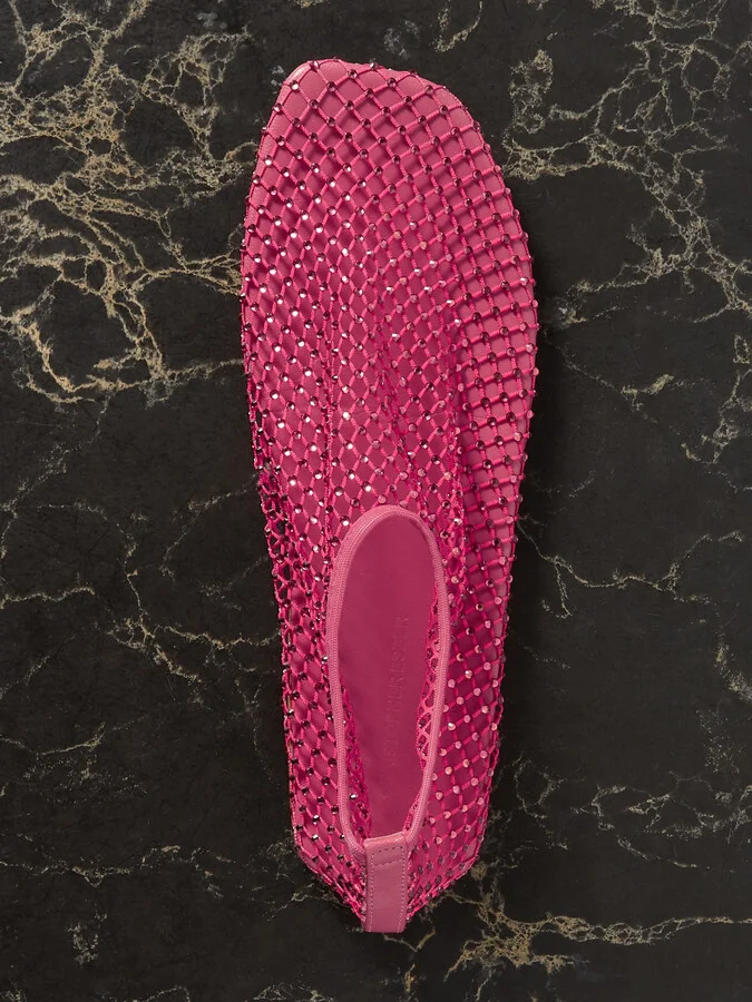Christopher Esber - Minette Crystal-embellished Mesh Ballet Flats - Pink - Image 5