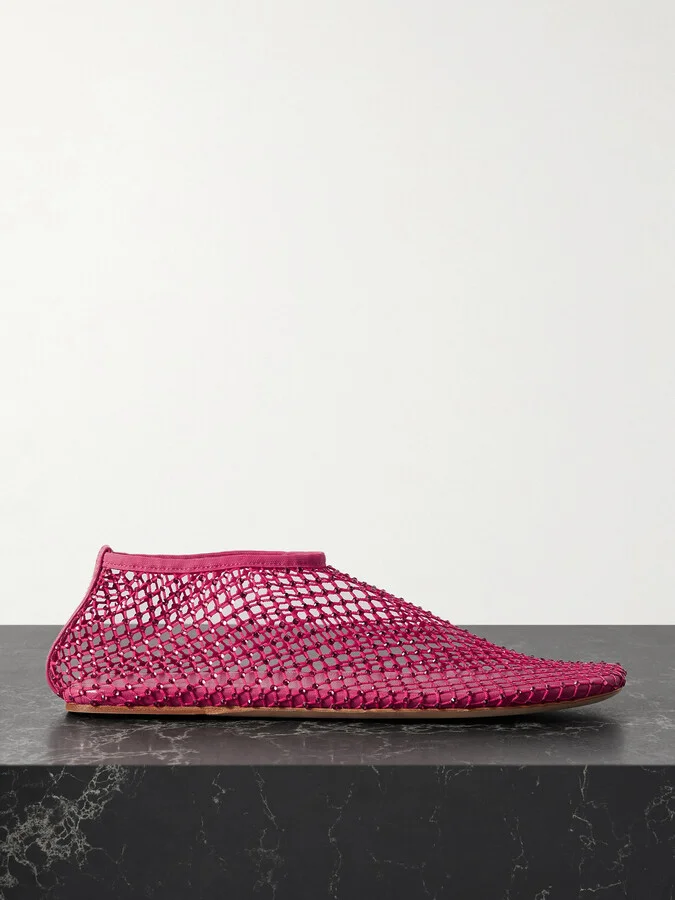 Christopher Esber - Minette Crystal-embellished Mesh Ballet Flats - Pink