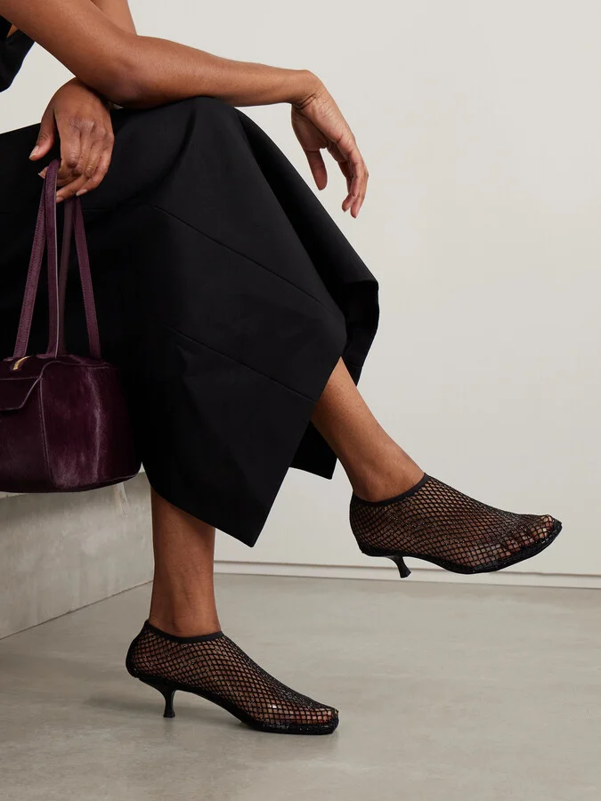 Christopher Esber - Minette Leather-trimmed Crystal-embellished Mesh Pumps - Gray - Image 2