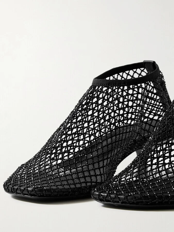 Christopher Esber - Minette Leather-trimmed Crystal-embellished Mesh Pumps - Gray - Image 4
