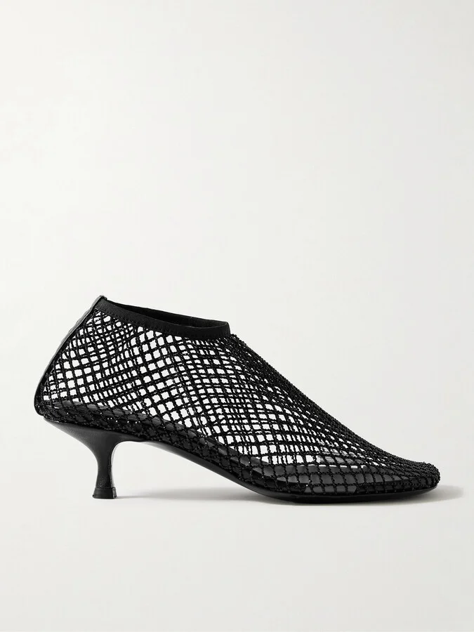 Christopher Esber - Minette Leather-trimmed Crystal-embellished Mesh Pumps - Gray