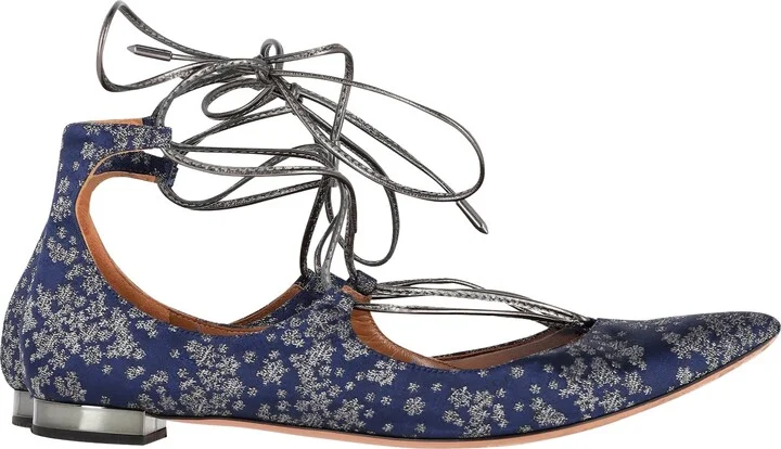 Christy Ballet Flats in Floral Navy Blue Leather