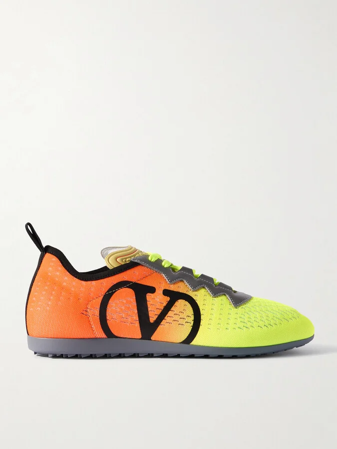 Chromathon Leather-Trimmed Logo-Appliquéd Mesh Sneakers