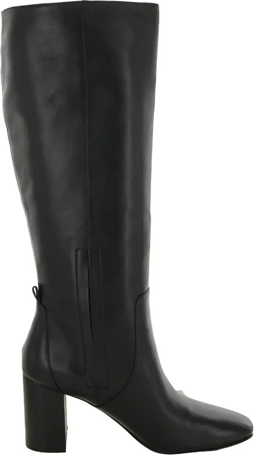 Chrystie Boots Women's 10 Black Leather Square Toe Block Heel ZPO3527