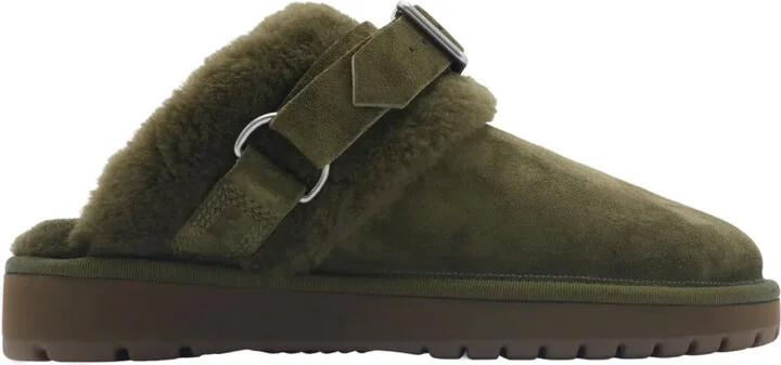 Chubby calf suede mules