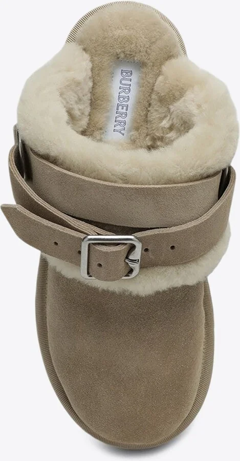 Chubby Shearling Suede Flat Mules - Image 2