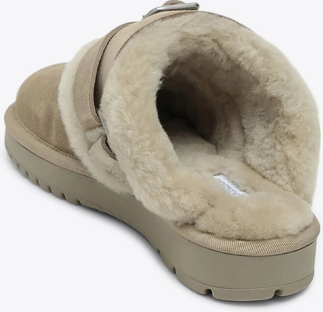 Chubby Shearling Suede Flat Mules - Image 3