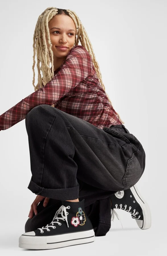 Chuck Taylor All Star Lift Plaid Floral High Top Platform Sneaker - Image 6