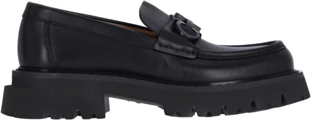 Chunky "Gancini" Loafers - Black