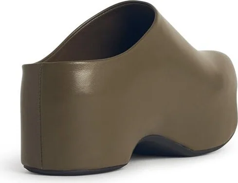 'chunky' Green Leather 'deepsage' Clog Sabots - Image 3