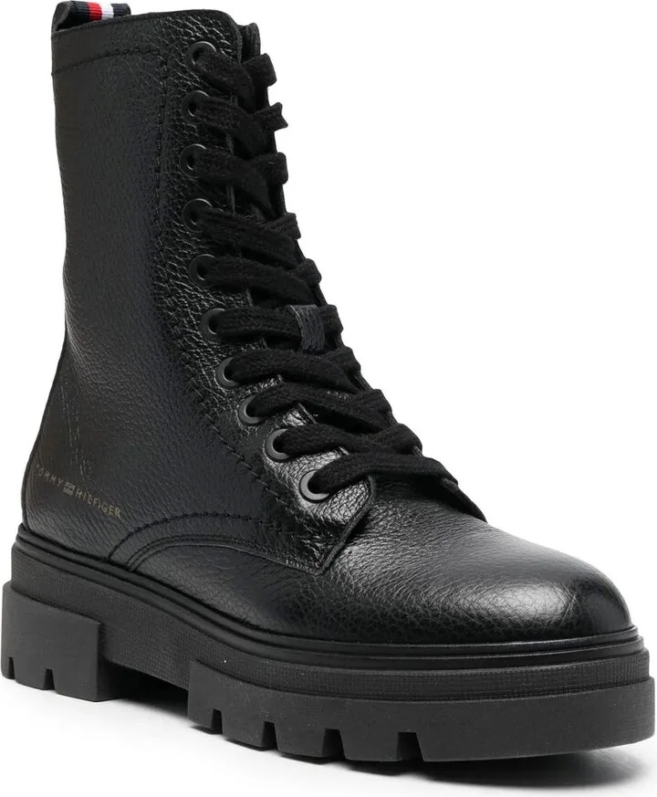 Chunky Lace-Up Leather Ankle Boots - Image 2