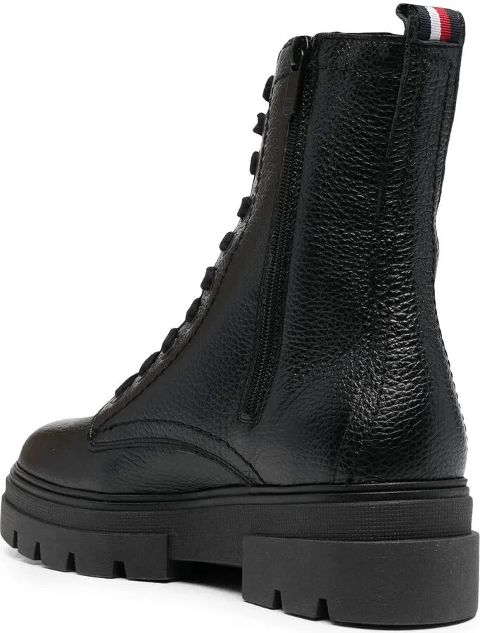 Chunky Lace-Up Leather Ankle Boots - Image 3