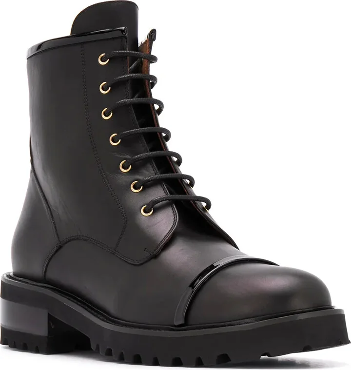 Chunky Lace-Up Leather Boots - Image 2