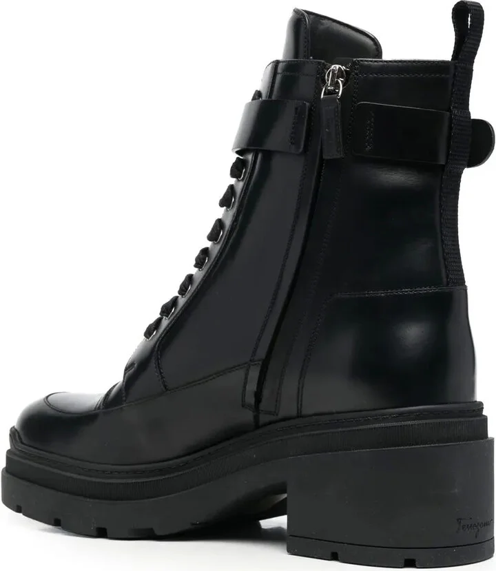 Chunky Leather Biker Boots - Image 3