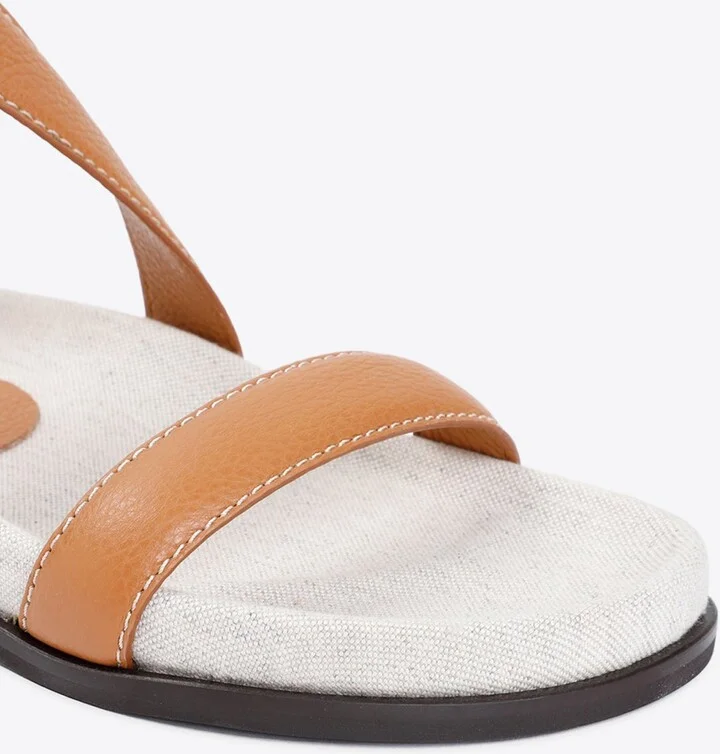 Chunky Leather Flat Sandals - Image 2