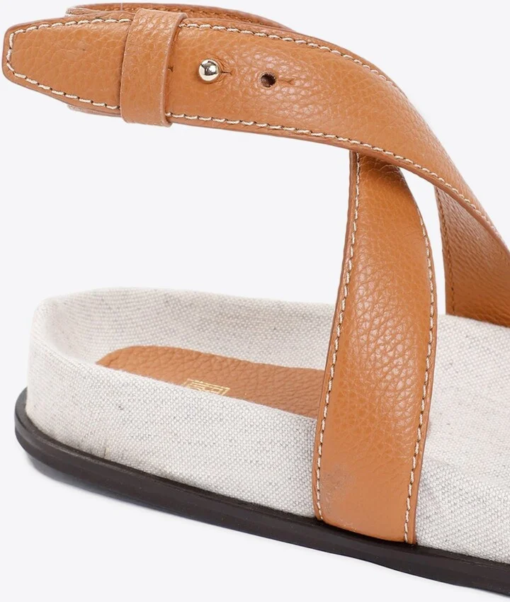 Chunky Leather Flat Sandals - Image 3