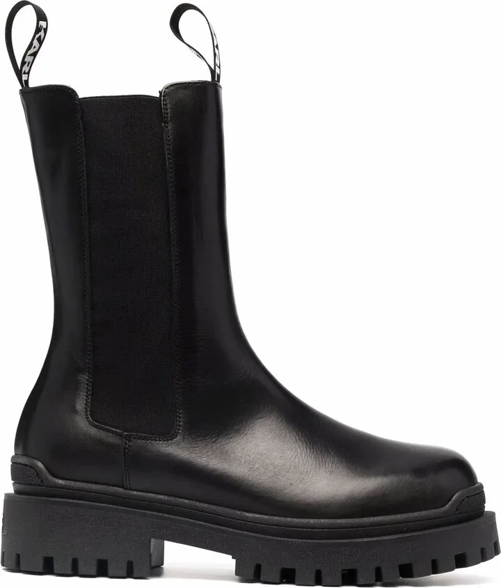 chunky leather logo Chelsea boots