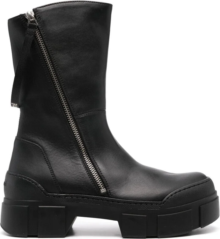 Chunky Platform Ankle Boots With Side Zipper