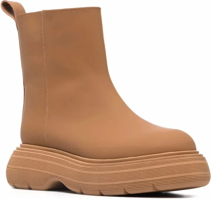 Chunky Sole Leather Ankle Boots - Image 2