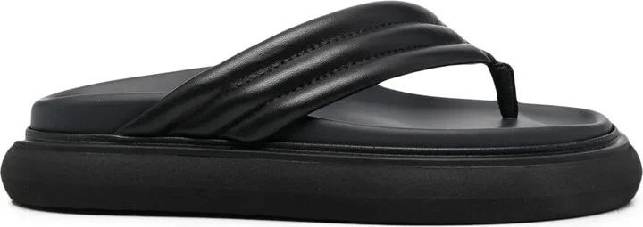 Chunky-Sole Leather Flip Flops