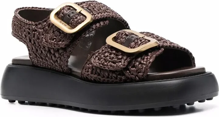 Chunky Woven Raffia Sandals - Image 2