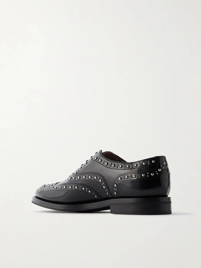Church's - Burwood Met Studded Glossed-leather Brogues - Black - Image 3