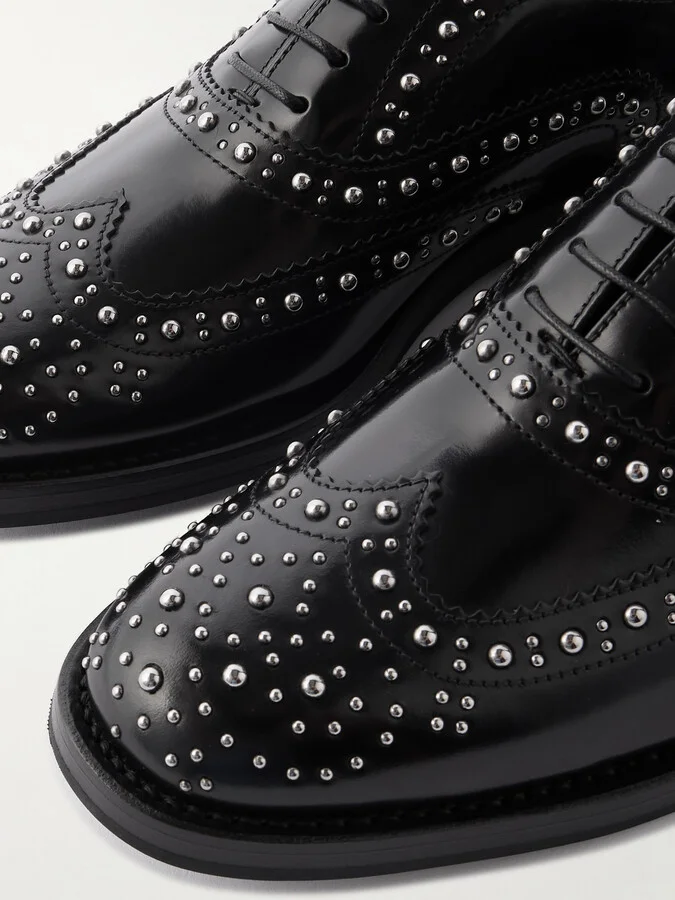 Church's - Burwood Met Studded Glossed-leather Brogues - Black - Image 4