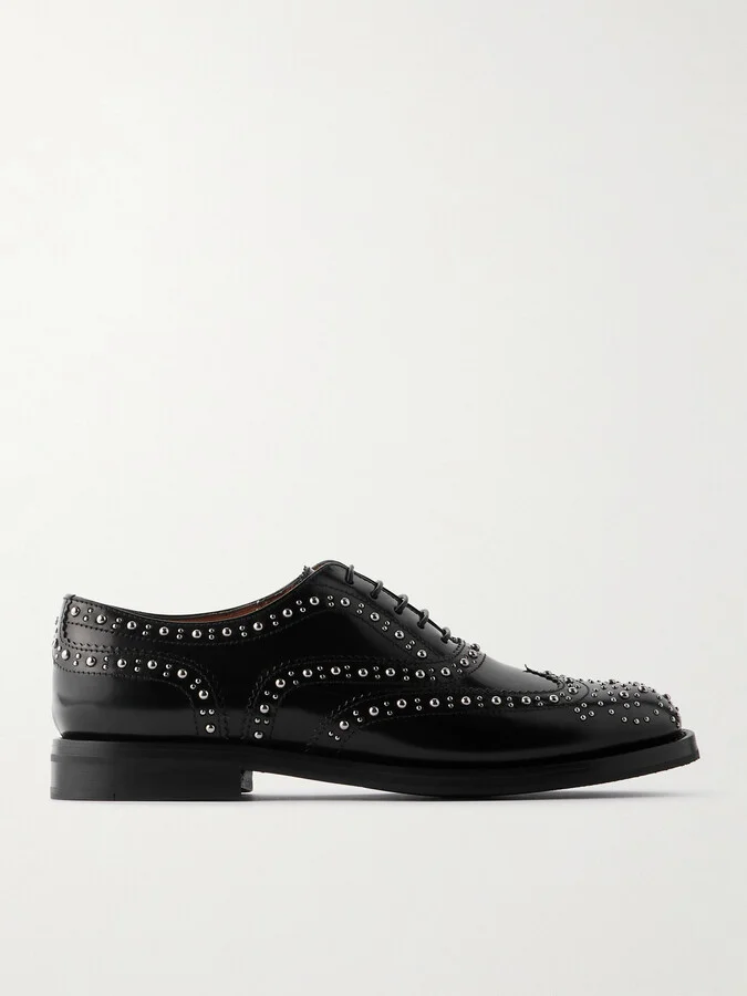 Church's - Burwood Met Studded Glossed-leather Brogues - Black