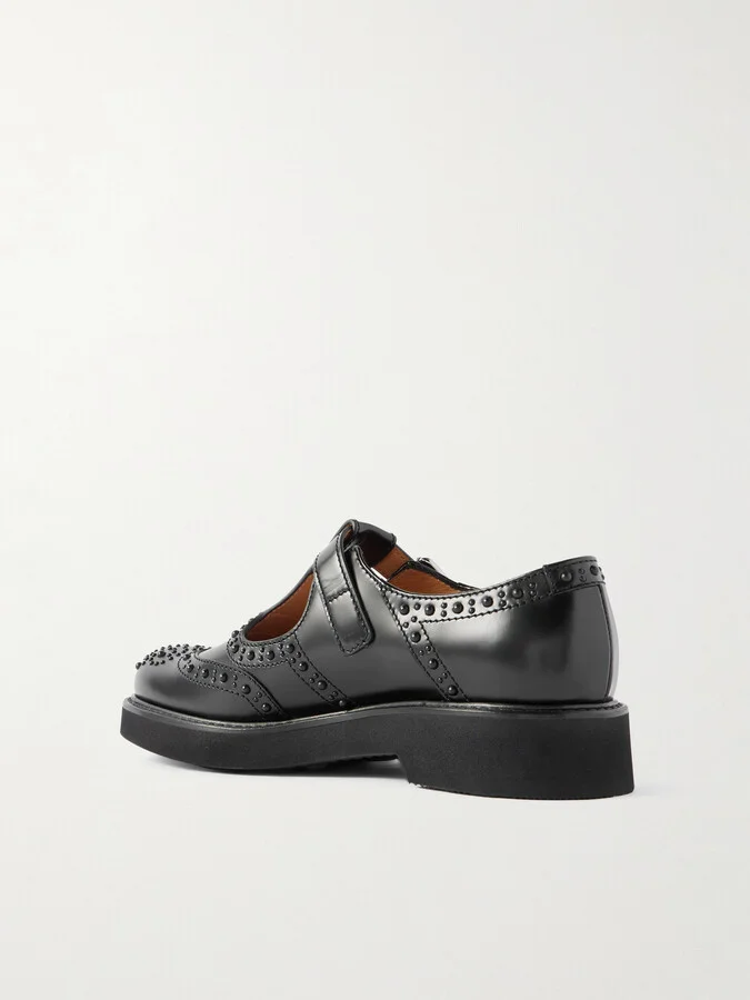 Church's - Odette Studded Leather Mary Jane Brogues - Black - Image 3
