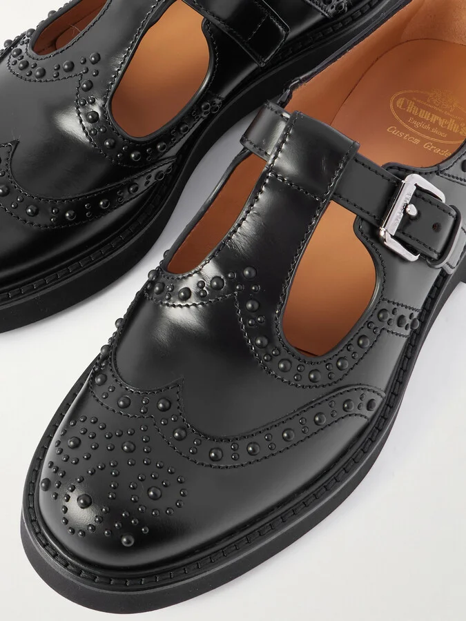 Church's - Odette Studded Leather Mary Jane Brogues - Black - Image 4