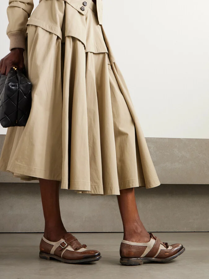 Church's - Shanghai Distressed Leather And Canvas Brogues - Ecru - Image 2