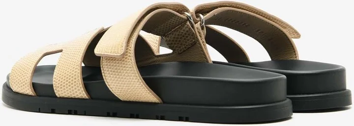Chypre Sandals in Beige Argile Shiny Lizard Leather - Image 3