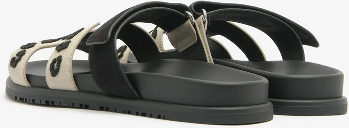 Chypre Sandals in Beige Esquisse and Black Tufted Suede - Image 3