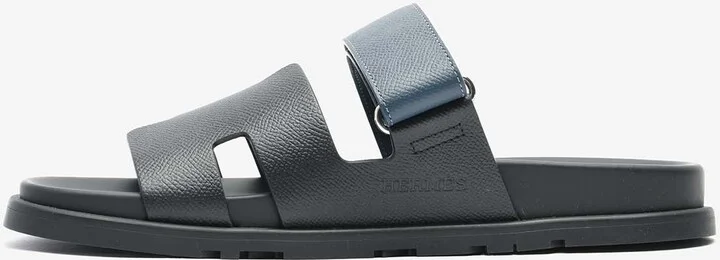 Chypre Sandals in Black and Bleu Celeste Epsom Leather - Image 2