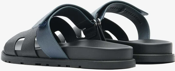 Chypre Sandals in Black and Bleu Celeste Epsom Leather - Image 3