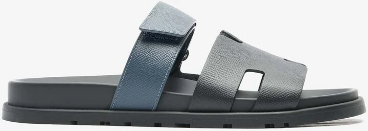 Chypre Sandals in Black and Bleu Celeste Epsom Leather