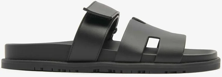 Chypre Sandals in Black Calfskin