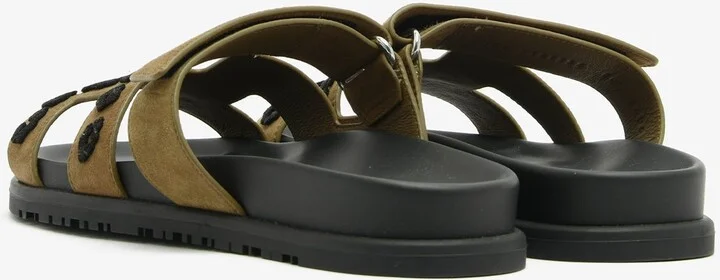 Chypre Sandals in Brune Fume and Black Tufted Suede - Image 2
