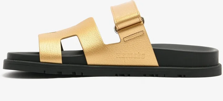 Chypre Sandals in Dore Metallic Grained Goatskin - Image 2