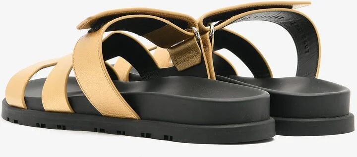 Chypre Sandals in Dore Metallic Grained Goatskin - Image 3